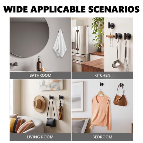 Matte Black Bathroom Robe Hook Heavy Duty Round Base Wall