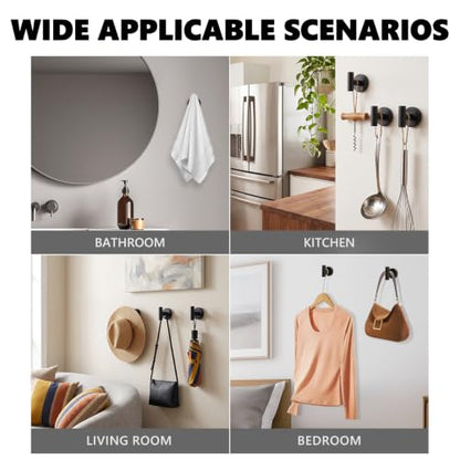 Matte Black Bathroom Robe Hook Heavy Duty Round Base Wall