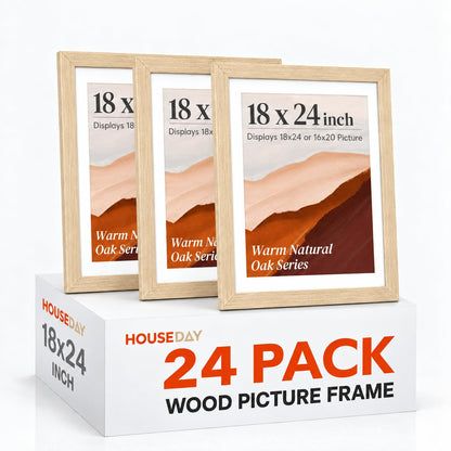 24 Pack 18x24 Frame 18 x 24 Poster Frame Natural Light Oak Solid Wood (White Oak / 18x24)