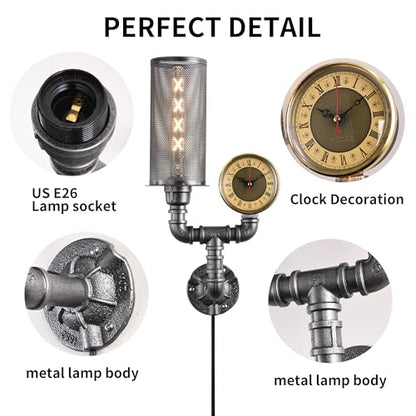 Plug in Vintage Steampunk Wall Sconce