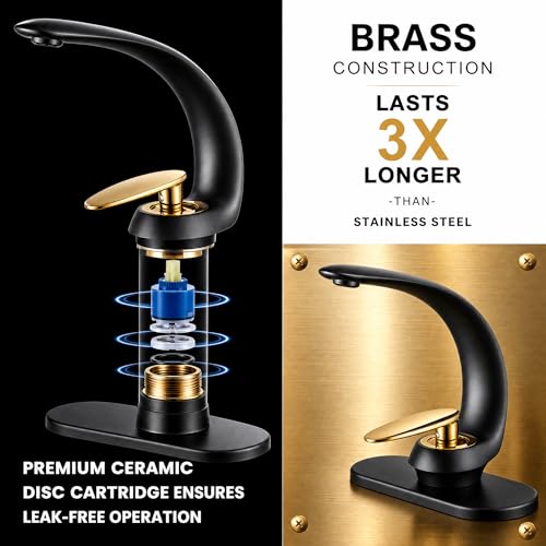 Black Gold Single Hole Brass Bathroom Sink Faucets