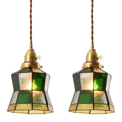 Pendant Light with Stained Glass Lmapshade