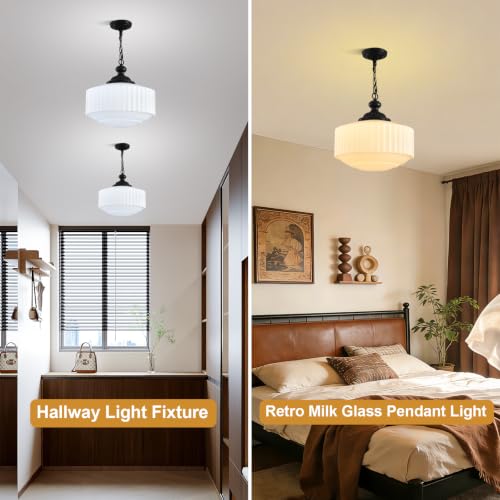 Vintage Milk Glass Pendant Light