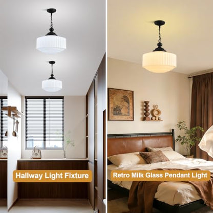 Vintage Milk Glass Pendant Light