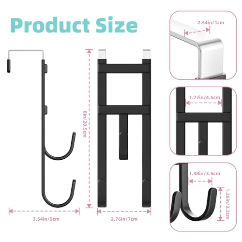 4 Pack Over the (Black / Short hooks-4 Packs Fit 1 1/2" Interior Door)