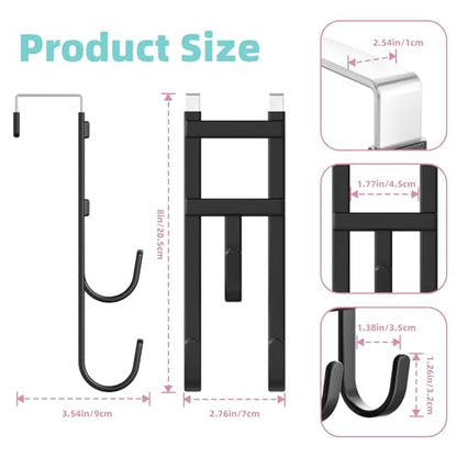 4 Pack Over the (Black / Short hooks-4 Packs Fit 1 1/2" Interior Door)