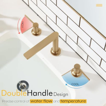 Bathroom Sink Faucet 3 Hole (Champagne Bronze / 1.2 GPM)