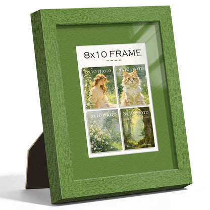 8x10 Green Wood Grain Picture Frame (Green Frame Green Mat / 8x10)