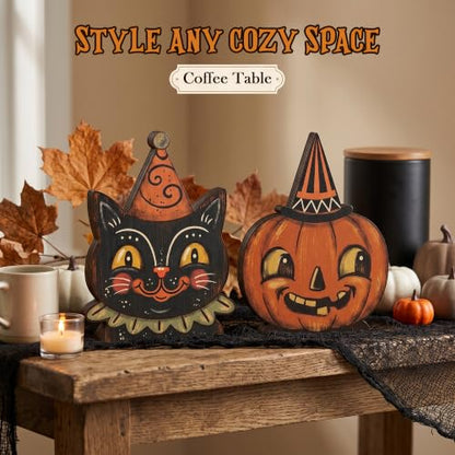 5PCS Wooden Halloween Decor Small Halloween