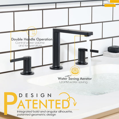Bathroom Faucets for 3 Hole Vanity Sink (Matte Black / 1.2 GPM)