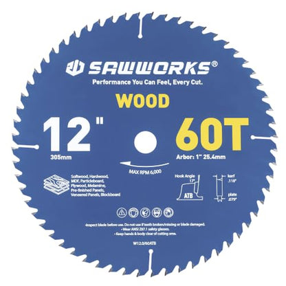12" 60T ATB Circular Saw Blade Woodworking for Fine Finish Cutting (12 In 60T)