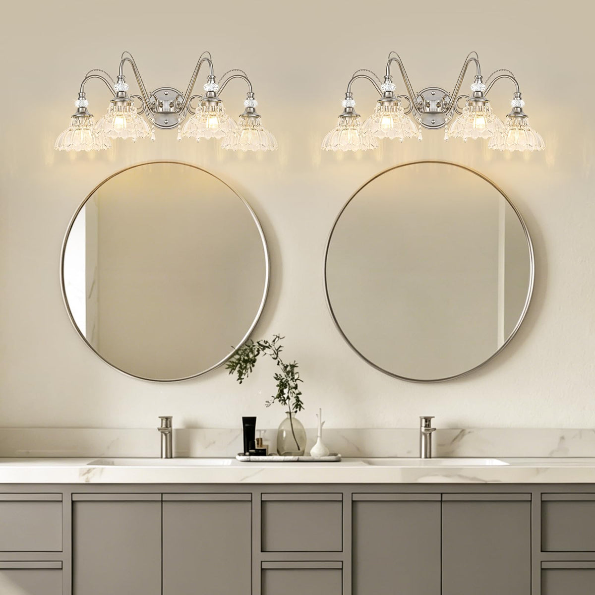 Brushed Nickel Bathroom Vanity Light (Nickel / 4-Light)