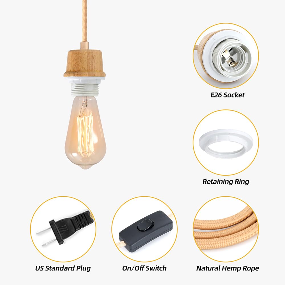 Plug in Pendant Light Cord (WeavedPlug-15FT)