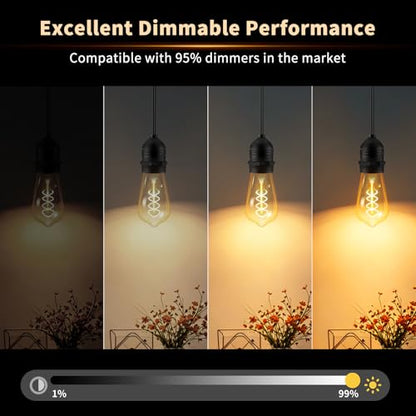 ST64 Amber Edison Bulb E26 Dimmable (6w-2700k Amber Warm White(gold))