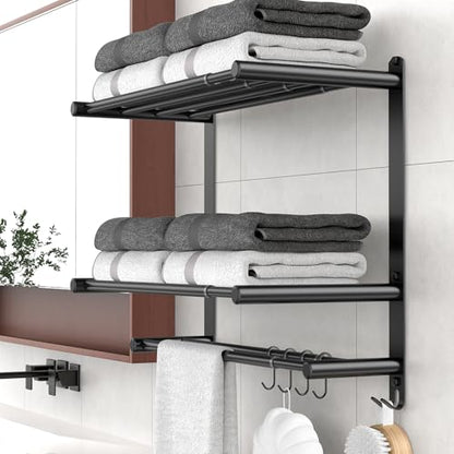 Bathroom Towel Rack with Shelf and Towel Bar