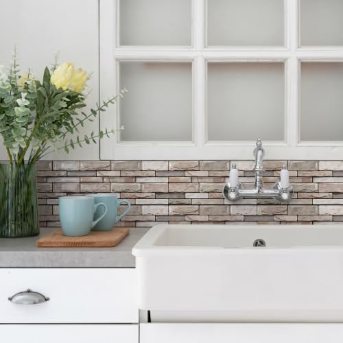 10 Sheet Brick Peel and Stick Kitchen Backsplash Tiles