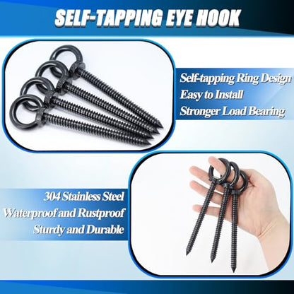 6.3 Inch Heavy Duty Eye Hooks M10 Self Tapping Eyelet Screws for Hammock Stand