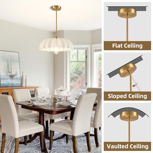 Flower Gold Chandelier (Milk White)