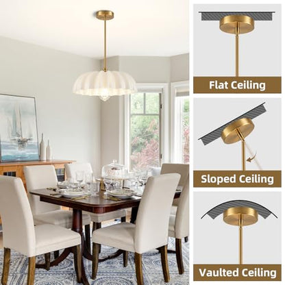 Flower Gold Chandelier (Milk White)