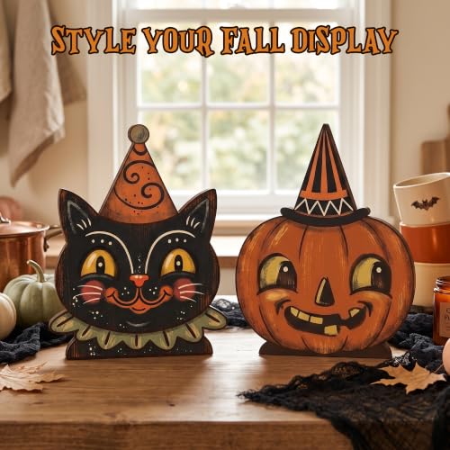 5PCS Wooden Halloween Decor Small Halloween