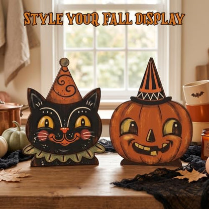 5PCS Wooden Halloween Decor Small Halloween