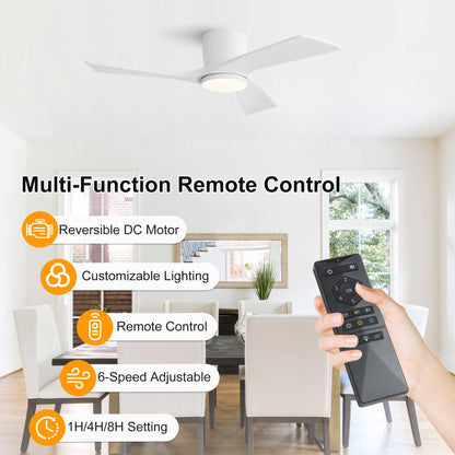 42 Inch Ceiling Fan with Light and Remote (White / 42")