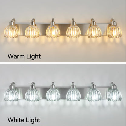Brushed Nickel Vanity Light Bathroom Lighting Fixtures 6 Light Crystal Tulip Shade Modern Bathroom Vanity Light (Brushed Nickel - Tulip Clear / 6-light)