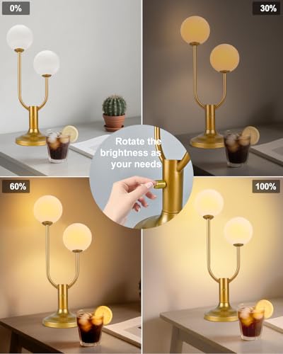 Globe Table Lamp for Bedroom Dimmable Modern Round Ball Lamp