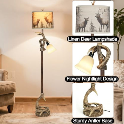 65" Vintage Deer Floor Lamp and Forest