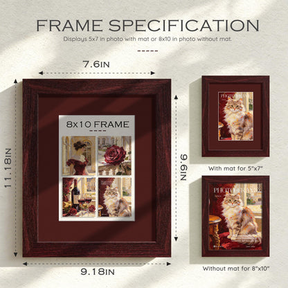 8x10 Red Wood Grain Picture Frame (Red Frame Red Mat / 8x10)
