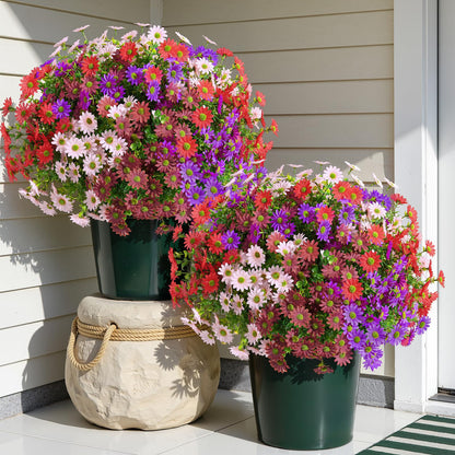 40 Bundles Artificial Daisies Flowers Fake Silk Plant for Indoor Outdoor Decor (Redpurplebrownpink)
