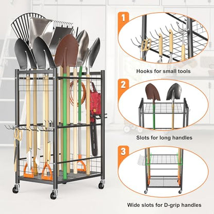 Garden Tool Stand with Wheels