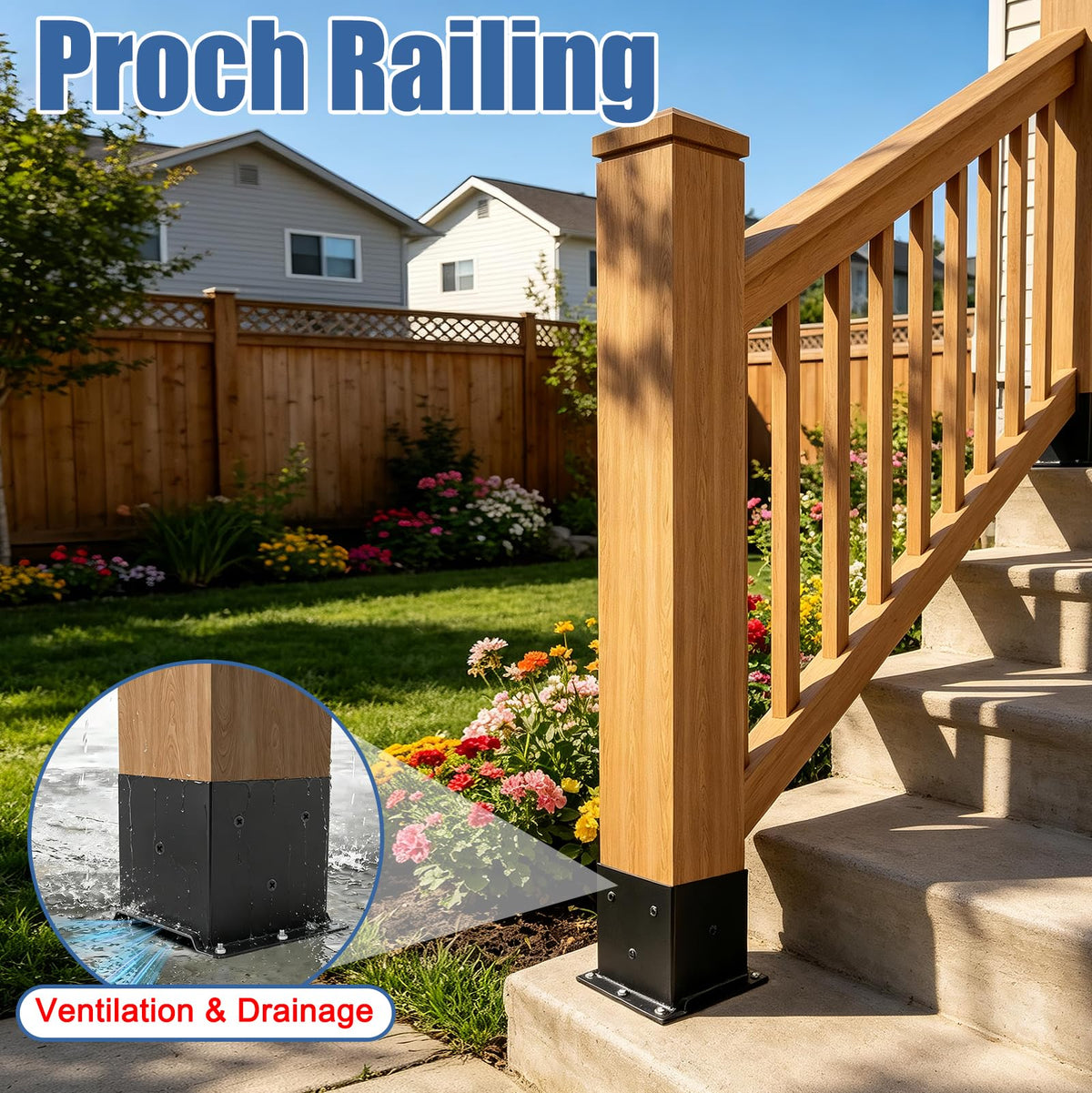 2 Pcs 6"x 6" Post Base Fit (Black / 6"x 6")