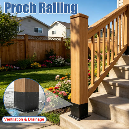 2 Pcs 6"x 6" Post Base Fit (Black / 6"x 6")