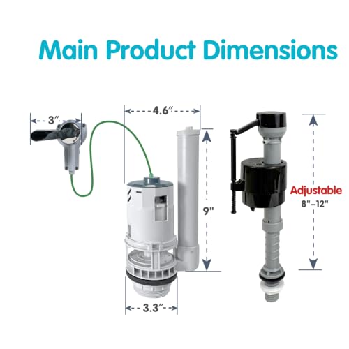 Toilet Tank Replacement Kit with Dual Flush Modes