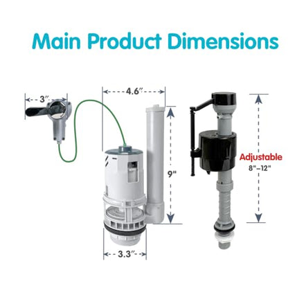 Toilet Tank Replacement Kit with Dual Flush Modes