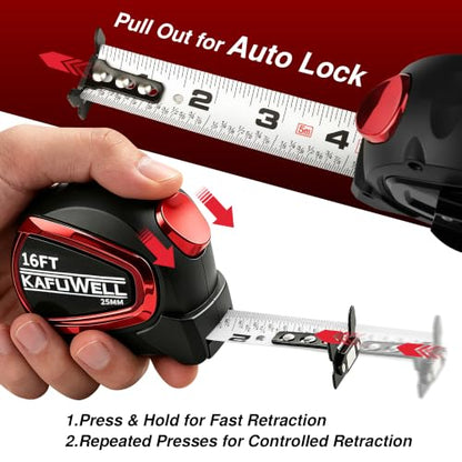 Tape Measure Auto Lock Retractable Measuring Tape Fractions