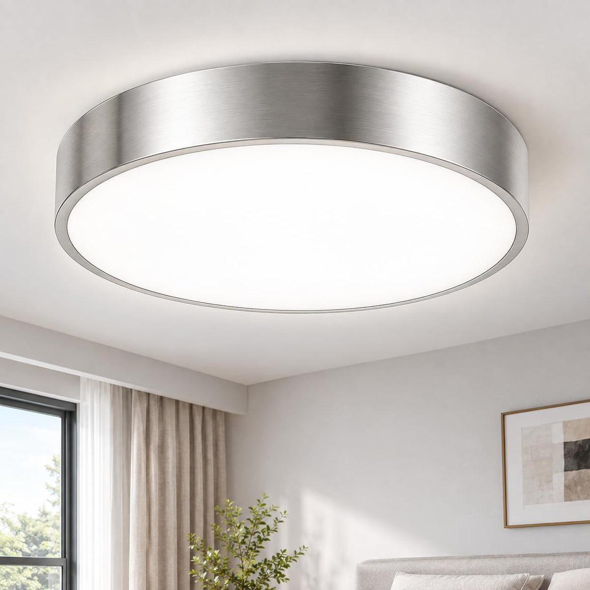Flush Mount Ceiling Light (Satin Nickel)