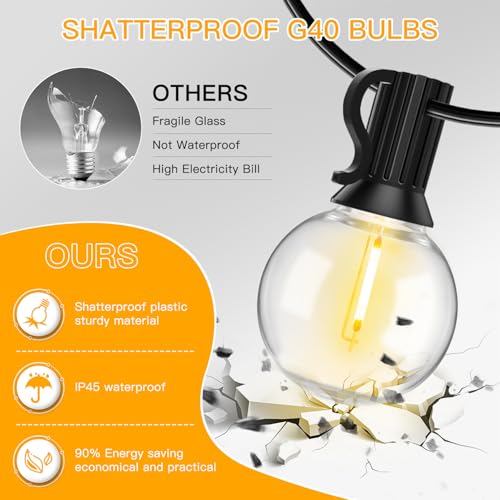 G40 String Lights Outdoor Plug in Patio Lights