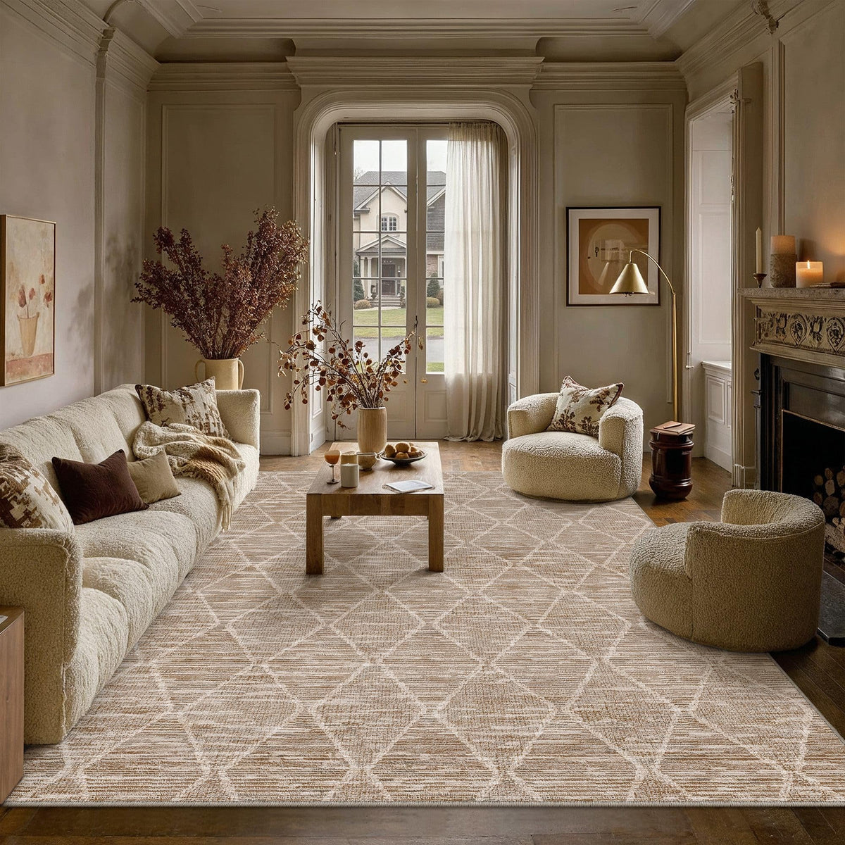 8x10 Area Rug Brown Washable Rugs for Living Room (L| Brown / 8' x 10' (Rectangular))