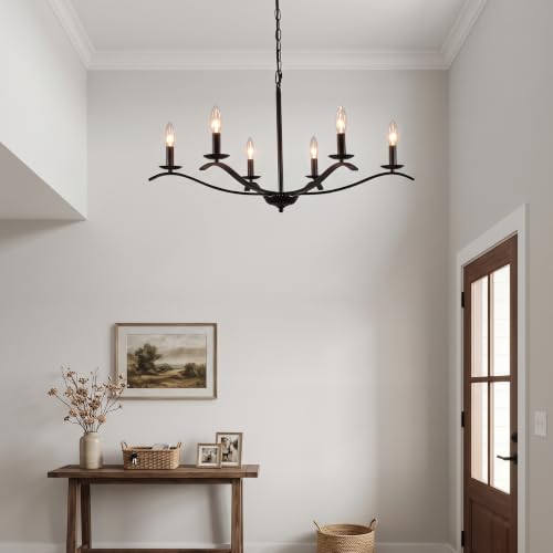Modern Farmhouse Chandelier 6 Light Candle Large Light Fixture for Dining Room Living Room Kitchen Island