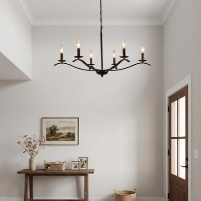 Modern Farmhouse Chandelier 6 Light Candle Large Light Fixture for Dining Room Living Room Kitchen Island