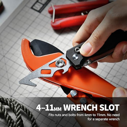 5-in-1 Multitool Pocket Knife, 2.4" Premium CVG-10 Steel Blade Folding Knife with Seatbelt Cutter, Bottle Opener, Wrench & Screwdriver, Durable G10 Handle EDC Knife, Ideal Cool Gifts for Men