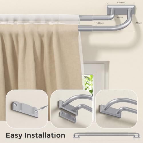 Double Curtain Rod 34 (Silver / 34"-112")