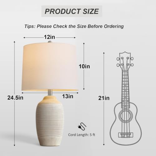 24.5" Rustic Bedside Lamp with Natural Textured Finish