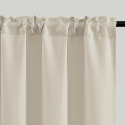 4 Panels Rod Pocket Blackout Window Curtains for Bedroom