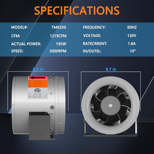 Inline Duct Fan with Speed Controller Ventilation Exhaust Fan