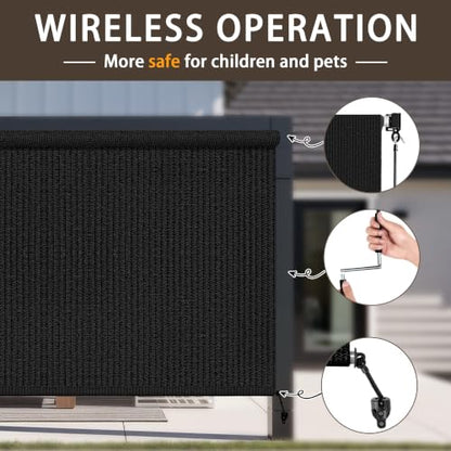 Outdoor Roller Shades for Patio (Black / 60"W x 72"H)