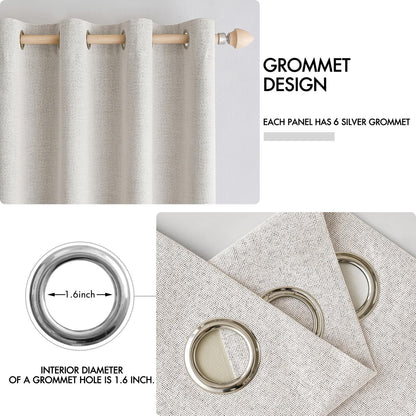 100% Blackout Linen Curtains for Bedroom 42x63 Inches Cream White (Cream White / 42"W x 63"L (Pack of 2))