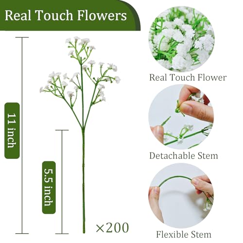 200Pcs Babys Breath Artificial Flowers (White Babys Breath / 200Pcs)